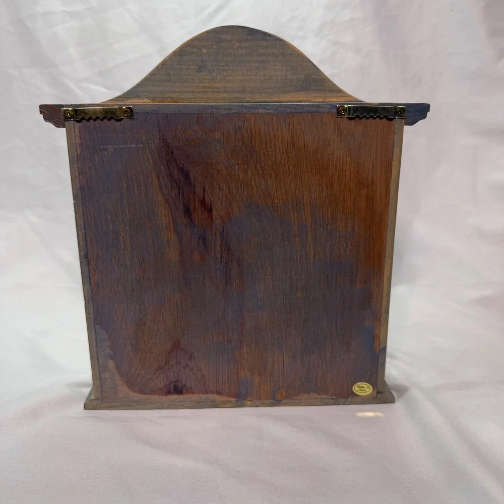 Vintage Wooden Curio Cabinet Wall Hanging Display Shelf Gray Brown